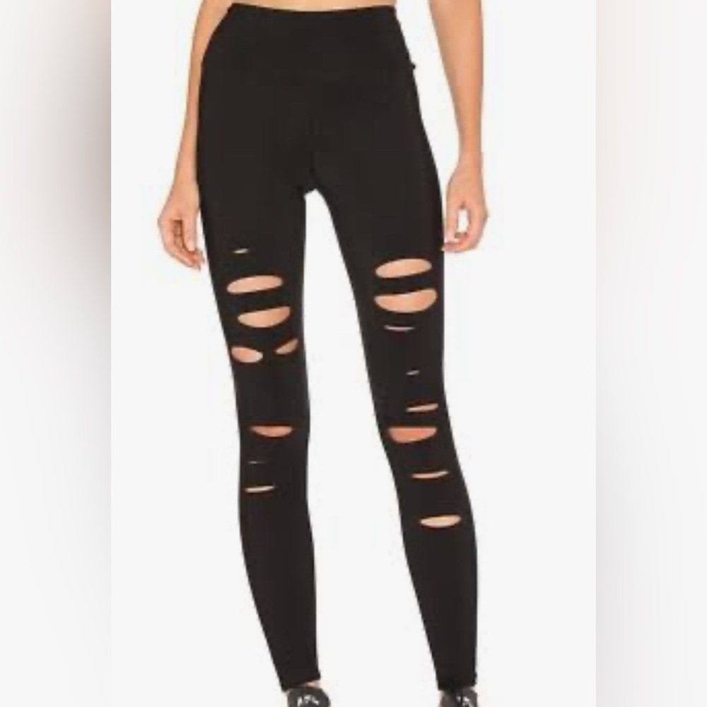 ALO Yoga Black Distressed Leggings